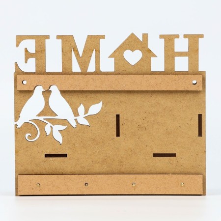 The keywood is wall -mounted with a shelf with a shelf and a “Home” pocket, 17 x 14.5 cm.-4