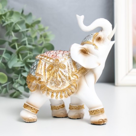 Polystone souvenir "White Elephant in the Golden Rich Popone" MIX 6x11x13 cm-4