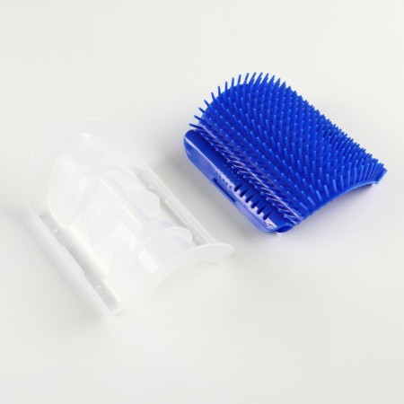 Massager - Cheskalka on an angle with cat mint for cats, size S, 13.5*9*5 cm, blue-3
