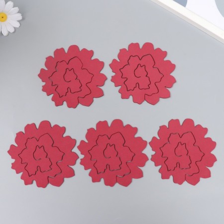 The workpiece of Foamiran "Flower Curly" 10x9.5 cm set 5 pcs. Ribbed burgundy-3