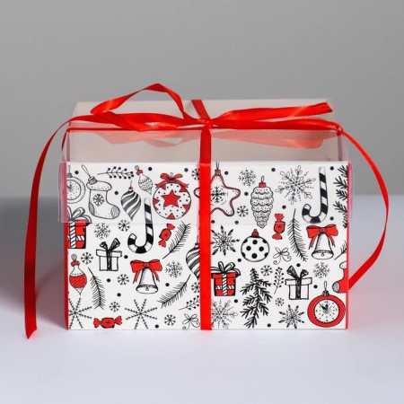 Capcake box "Time of good gifts", 16 x 16 x 10 cm, New Year-2