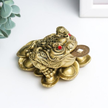 NECSK Polystone for bronze "Cash toad on the ingots of gold" 4.7x6.5x6.3 cm-1