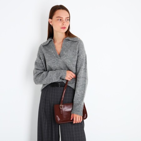 Bag Women's Tout with zipper, burgundy color-6