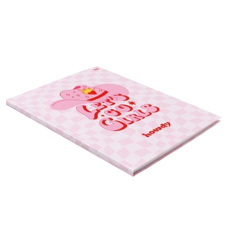 A5 BUSINESS BLOCK, 64 sheets in the pink style cage, integral cover, glossy lamination, selective varnish, offset block, mix-3