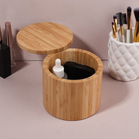 Organizer for storage "Bamboo", with a lid, sliding, D - 12 × 10.5 cm, brown color-2