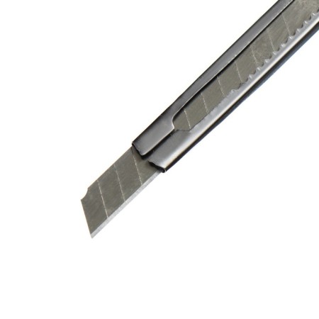 Chancellery knife, a blade 9 mm, with a metal guide, a lock, a blister-4
