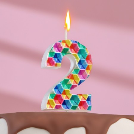 Candle in the cake on the skewer "Kaleidoscope", the number is 2, 7 cm