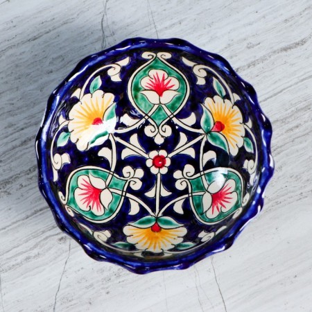 Candy of Rishtan ceramics "Flowers", 13 cm, blue-2