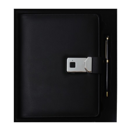 Organizer on the rings, PVC, A5.140 liters, a cage, with a pen, doned a box, finger scanner, charging, black
