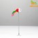 Domestic "Mouse on the suction cup", artificial fur with colored feathers, 24 cm, red/white mouse