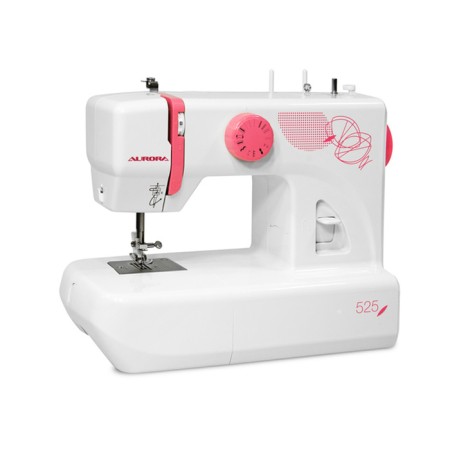 Sewing machine Aurora 525, 70 watts, 13 operations, semi-automatic, white-pink