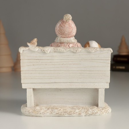 Polystone souvenir "Girl with a gift and dog on the bench" 13x8x14 cm-2