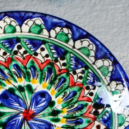 Plate of the Rishtan ceramics "Flowers", blue, flat, 15 cm, mix-2