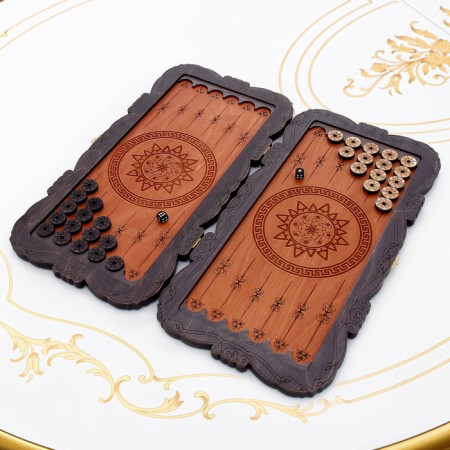 Wooden backgammon carved large "pattern", 45 x 45 cm-1