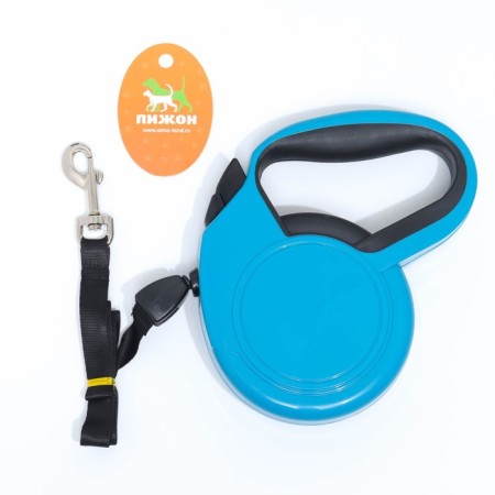 Roulette "Piggon" classic, with a rubberized handle, 8 m, up to 50 kg, cable, blue-4