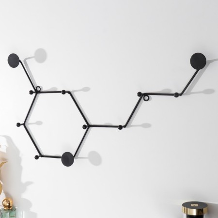 Decorative metal hooks "Molecules" black 29.5x55 cm