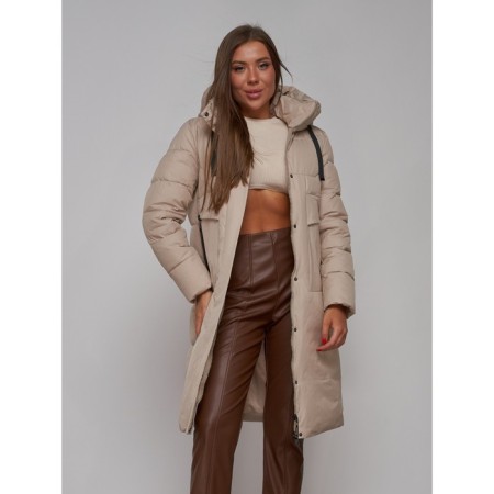 Coat insulated winter female, size 44, beige color-13
