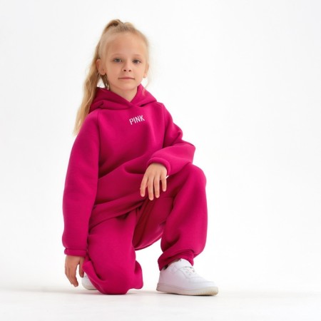 Kids (hoodies, trousers) minku: Basic Line Kids, Oversize, Fuchsia color, height 122-7