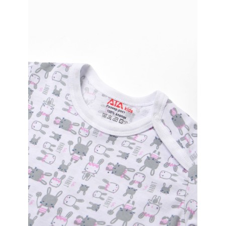 Body baby with short sleeve "Bunny", white/pink color, height 68-1