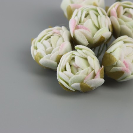 Decor for creativity "peonies" white-green (1 set = 1 bouquet) in the bouquet 6 pcs 2.5x10.5 cm-2