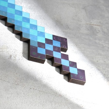 Wooden souvenir "knife", 20 cm, pixel, diamond-2