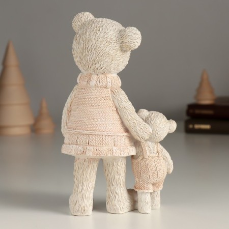 Polystone souvenir "Bear with a baby in pink sweaters" 9x7x16 cm-2