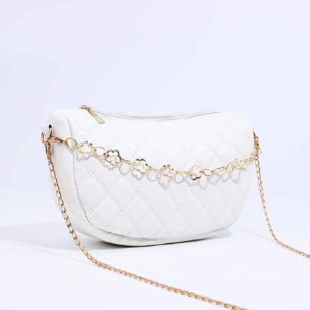 Bag Cross-Bodi with a zipper, white color-1