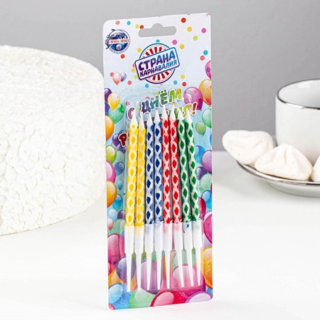 Candles in the Cake "Rombic" with a stand, 14 cm, 8 pcs-6