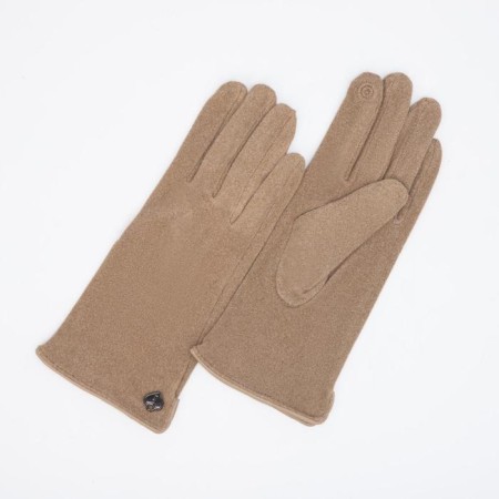 Gloves are female, dimensionless, without insulation, beige color