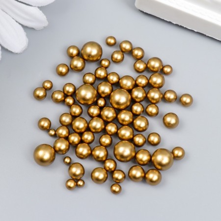 Decor for creativity plastic "Balls. Matte gold" d = 3-8 mm, set 10 grams