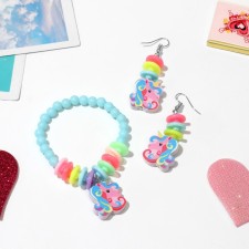 Set of children's “chosen” 2 subjects: earrings, bracelet, unicorns, color mix