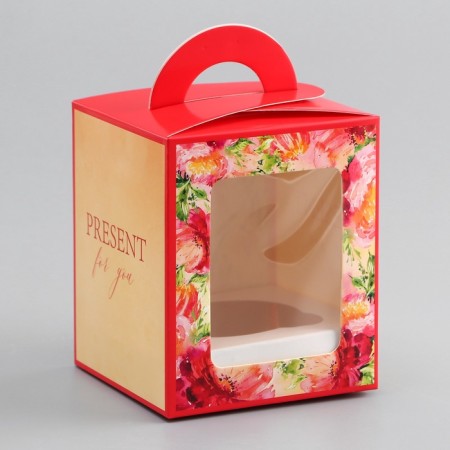 Box for 1 cupcake, "Present", 9.2 x 9.2 x 11.1 cm, confectionery packaging-1
