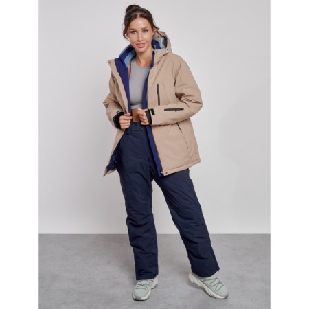 Ski jacket female winter, size 56, beige color-8