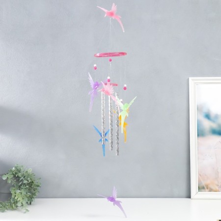 Wind Music Plastic "Hummingbird" 4 tubes 7 birds 76 cm