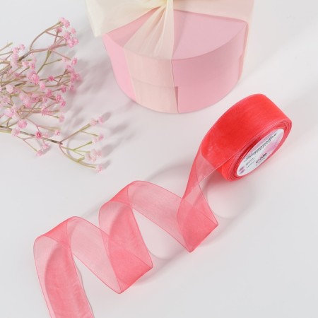 Kapron tape, 40 mm, 20 ± 1 m, coral color No. 129-1