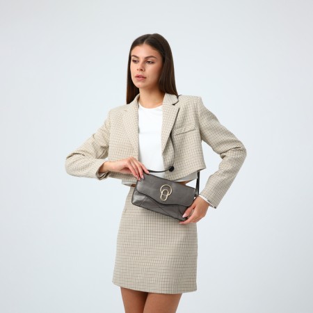 Bag-clate on magnet, long belt, bronze color-1