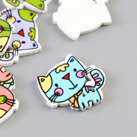 A set of buttons of decorative wood "Cute kitten" set 15 pcs mix 2x2.1 cm-1