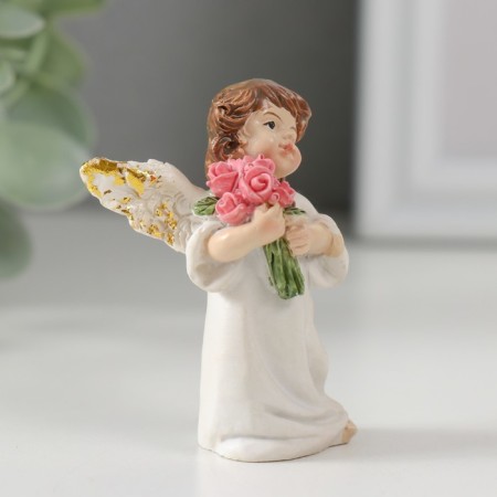 Polystone souvenir "Angel in a dress with flowers/gift" mix 6x4.5x3.5 cm-2