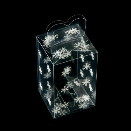 New Year. Box gift New Year's folding PVC "Snowflakes" 6 x 6 x 10 cm.-4