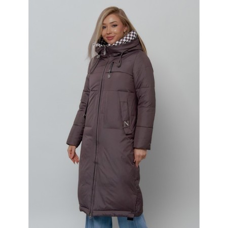 Coat insulated female, size 42, dark brown color-7