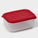 The container is plastic with the lid Flexo, 1.9 l, the color is red