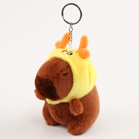 Soft toy "Kapibara" in a deer hat, 13 cm-4