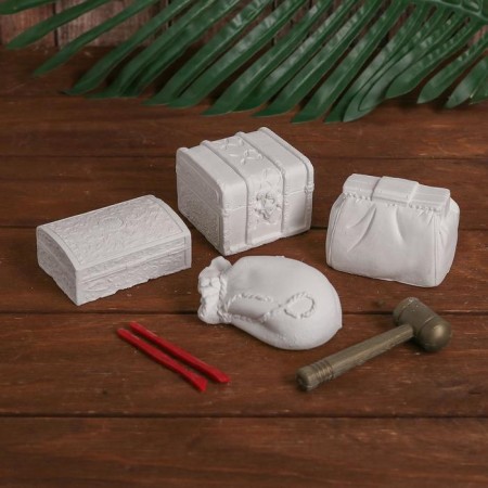 Set of archaeologist "Treasures of Pirates", series: 4 briquettes, hammer, chisel-1