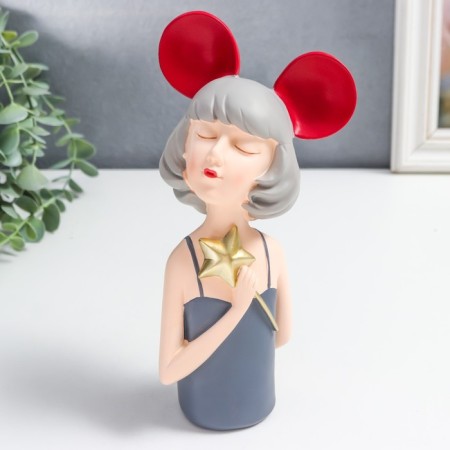 Polystone souvenir "Girl with ears with flower/star" MIX 7x5x21.5 cm-1