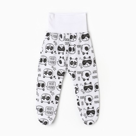 Sliders on a wide elastic band, white color/pandas, height 68 cm