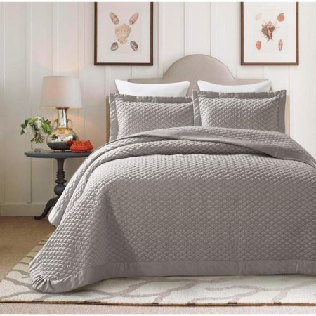 A set with a blanket "Hellas", size 240x260 cm, 50x70 cm - 2 pcs, color gray