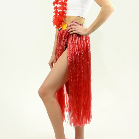 Hawaii set "Tropics": skirt, clamp, wreath, red color-1
