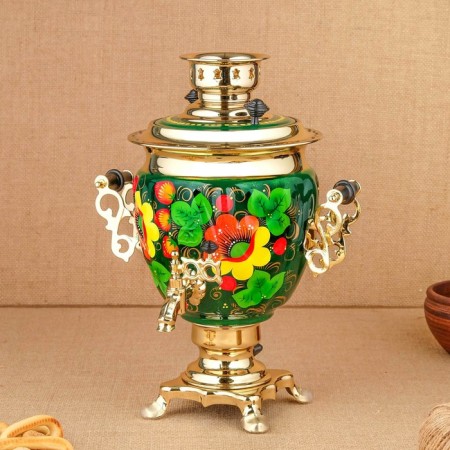 The set "Poppies on the Green", a stoker, 3 objects, a samovar 3 l, a teapot 0.7 l, tray-13