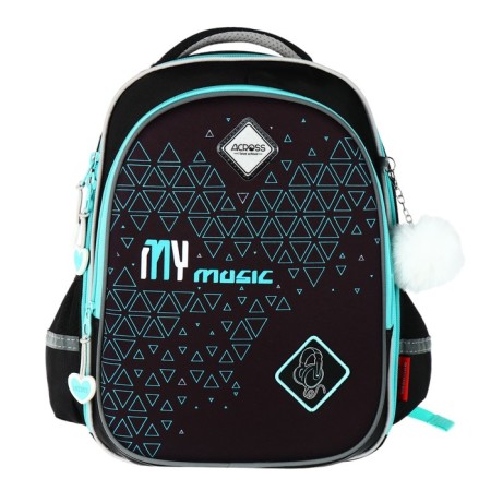 School backpack 37 x 28 x 13cm, ergonomic back, Across 557, black-2