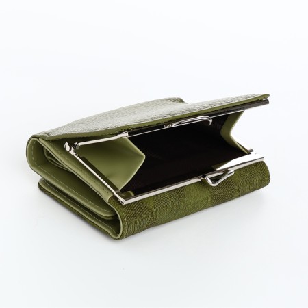 Women's wallet on magnets, green color-3